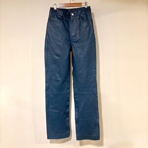 REMAIN Women's Blue Petrol Leather Pants